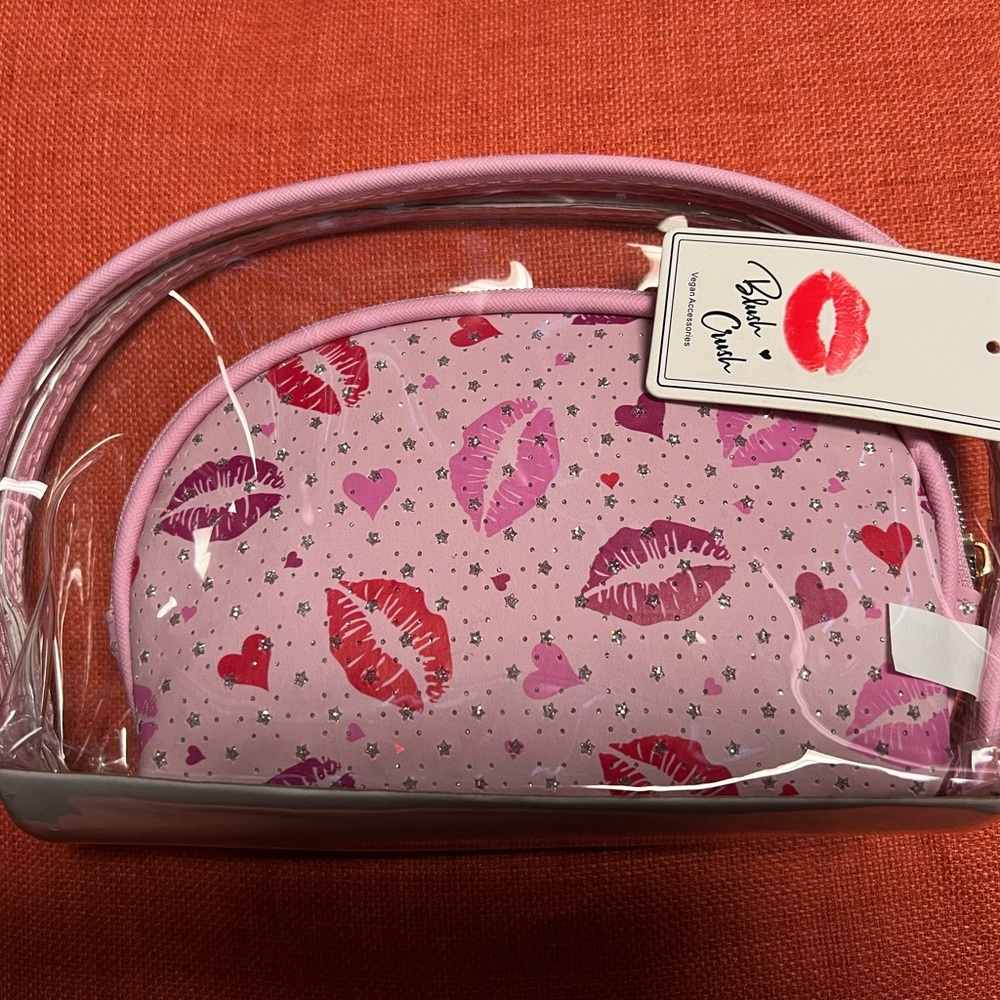 Blush Crush Double Cosmetic Bags NWT